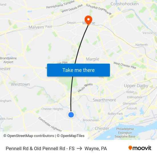 Pennell Rd & Old Pennell Rd - FS to Wayne, PA map