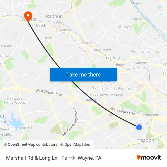 Marshall Rd & Long Ln - Fs to Wayne, PA map