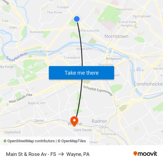 Main St & Rose Av - FS to Wayne, PA map