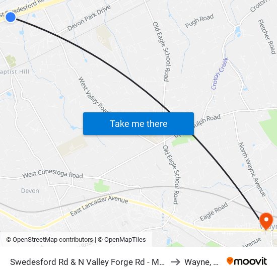 Swedesford Rd & N Valley Forge Rd - Mbfs to Wayne, PA map