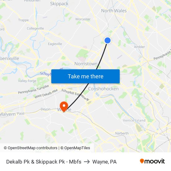 Dekalb Pk & Skippack Pk - Mbfs to Wayne, PA map