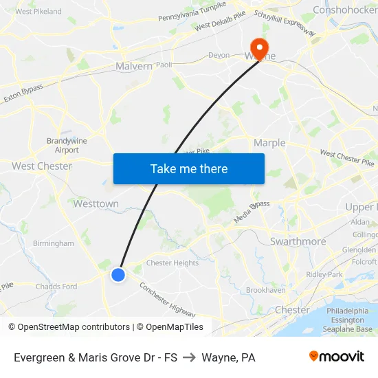 Evergreen & Maris Grove Dr - FS to Wayne, PA map