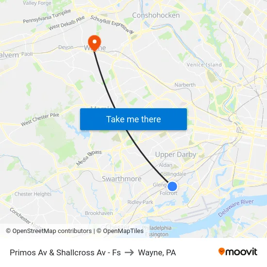 Primos Av & Shallcross Av - Fs to Wayne, PA map