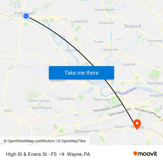 High St & Evans St - FS to Wayne, PA map