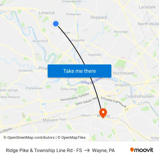 Ridge Pike & Township Line Rd - FS to Wayne, PA map