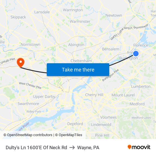 Dulty's Ln 1600'E Of Neck Rd to Wayne, PA map