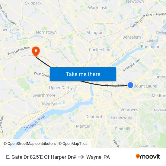 E. Gate Dr 825'E Of Harper Dr# to Wayne, PA map