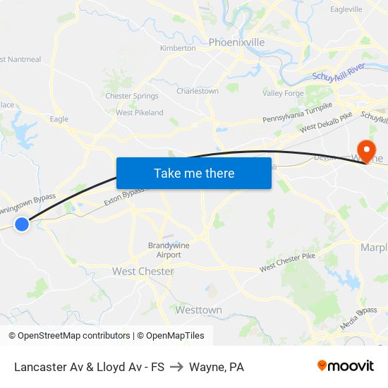 Lancaster Av & Lloyd Av - FS to Wayne, PA map