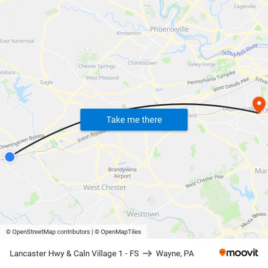 Lancaster Hwy & Caln Village 1 - FS to Wayne, PA map