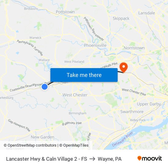 Lancaster Hwy & Caln Village 2 - FS to Wayne, PA map
