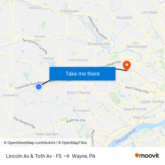 Lincoln Av & Toth Av - FS to Wayne, PA map