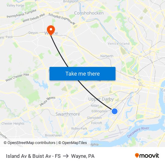 Island Av & Buist Av - FS to Wayne, PA map