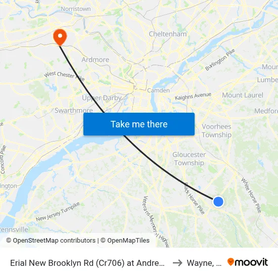 Erial New Brooklyn Rd (Cr706) at Andrews Rd to Wayne, PA map