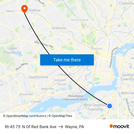 Rt-45 75' N Of Red Bank Ave to Wayne, PA map