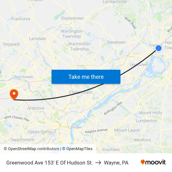 Greenwood Ave 153' E Of Hudson St. to Wayne, PA map