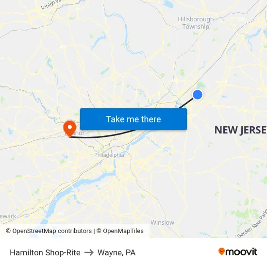 Hamilton Shop-Rite to Wayne, PA map