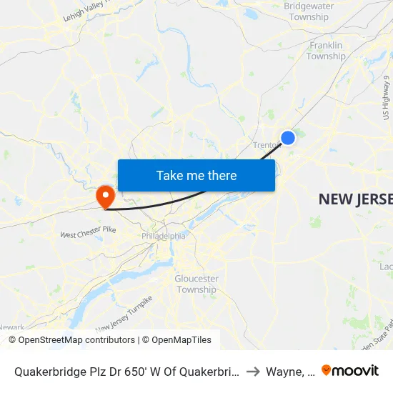 Quakerbridge Plz Dr 650' W Of Quakerbridge Rd to Wayne, PA map