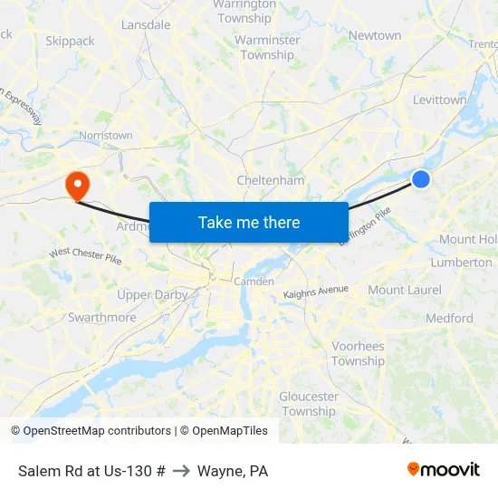 Salem Rd at Us-130 # to Wayne, PA map