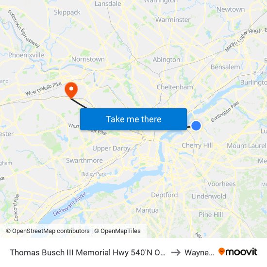 Thomas Busch III Memorial Hwy 540'N Of National H# to Wayne, PA map