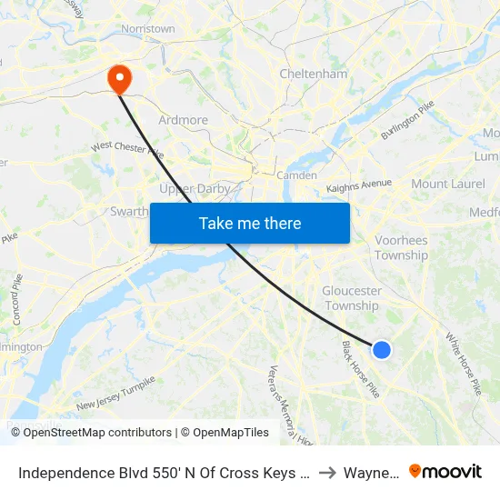 Independence Blvd 550' N Of Cross Keys Rd. (Cr689) to Wayne, PA map