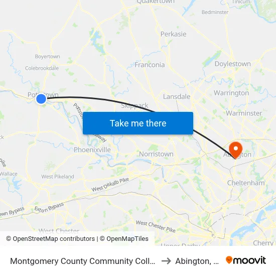 Montgomery County Community College to Abington, PA map