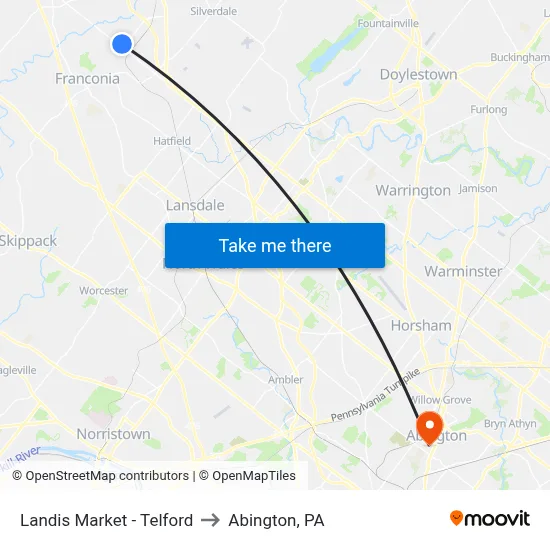 Landis Market - Telford to Abington, PA map