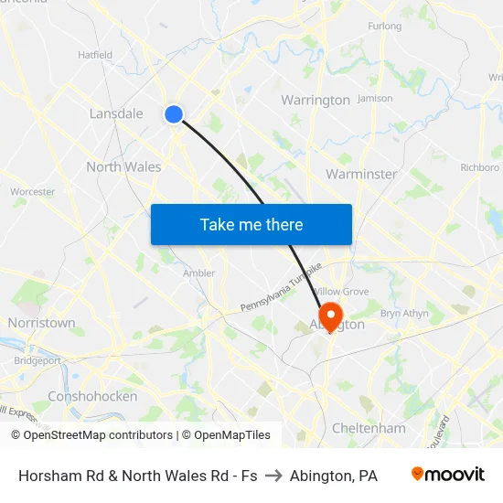 Horsham Rd & North Wales Rd - Fs to Abington, PA map