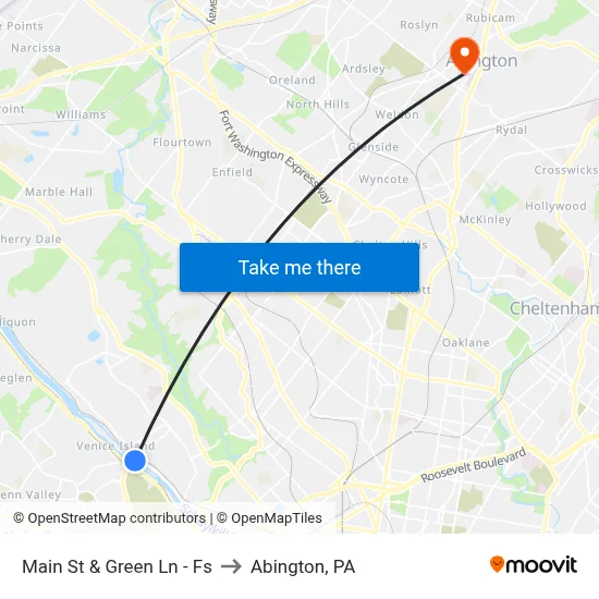 Main St & Green Ln - Fs to Abington, PA map