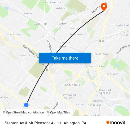 Stenton Av & Mt Pleasant Av to Abington, PA map