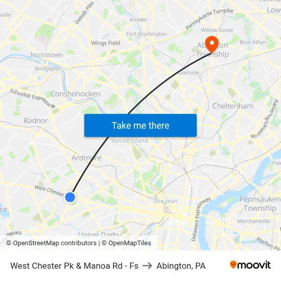 West Chester Pk & Manoa Rd - Fs to Abington, PA map