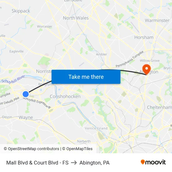 Mall Blvd & Court Blvd - FS to Abington, PA map