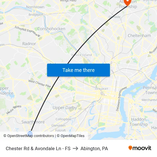 Chester Rd & Avondale Ln - FS to Abington, PA map
