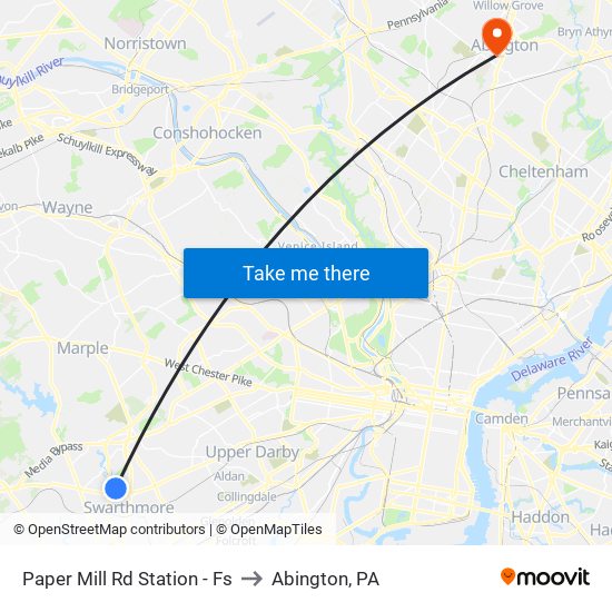Paper Mill Rd Station - Fs to Abington, PA map