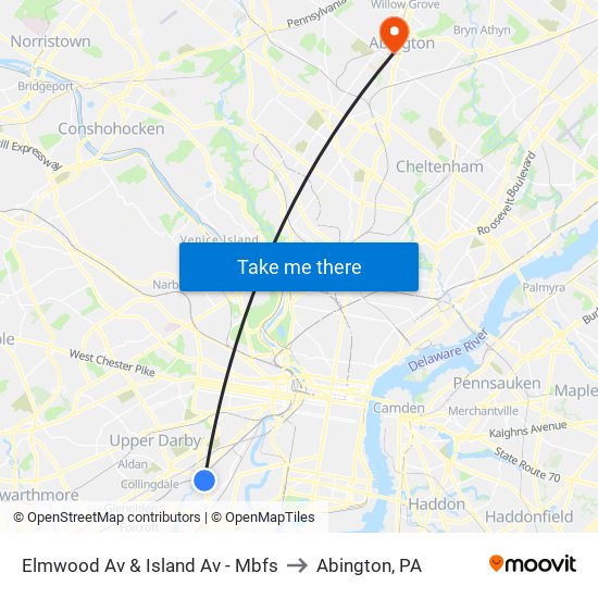 Elmwood Av & Island Av - Mbfs to Abington, PA map