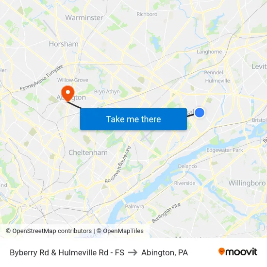 Byberry Rd & Hulmeville Rd - FS to Abington, PA map