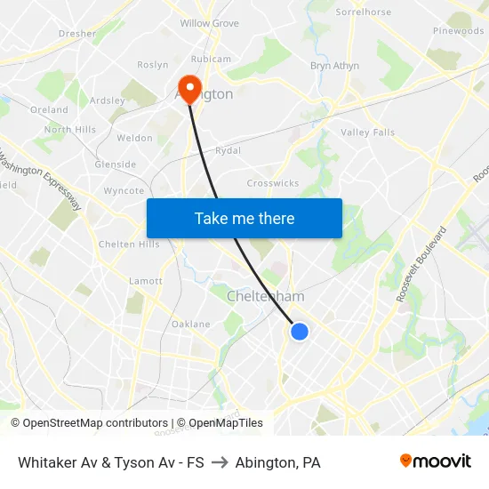 Whitaker Av & Tyson Av - FS to Abington, PA map