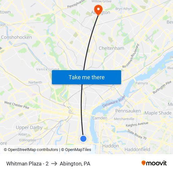 Whitman Plaza - 2 to Abington, PA map
