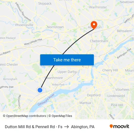 Dutton Mill Rd & Pennell Rd - Fs to Abington, PA map