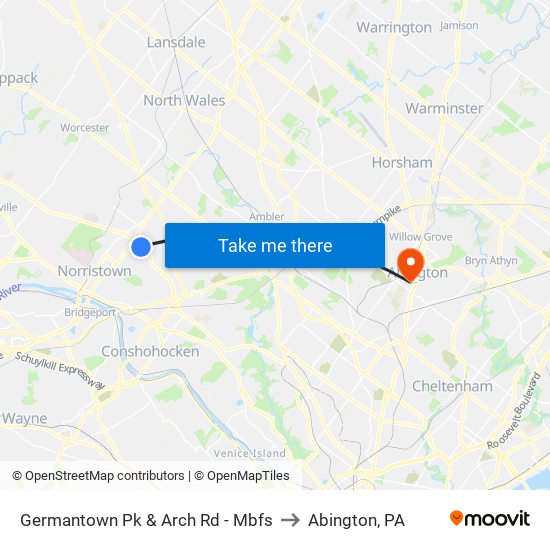 Germantown Pk & Arch Rd - Mbfs to Abington, PA map