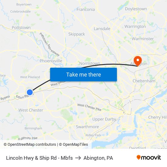 Lincoln Hwy & Ship Rd - Mbfs to Abington, PA map
