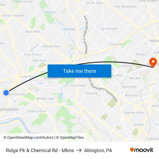 Ridge Pk & Chemical Rd - Mbns to Abington, PA map