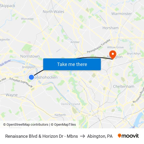 Renaisance Blvd & Horizon Dr - Mbns to Abington, PA map