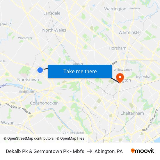 Dekalb Pk & Germantown Pk - Mbfs to Abington, PA map