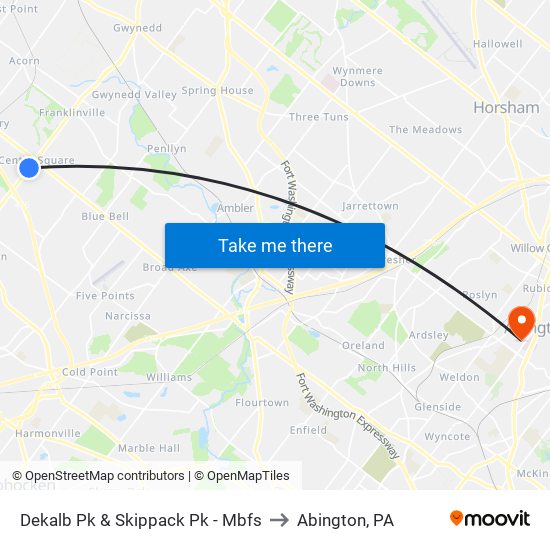 Dekalb Pk & Skippack Pk - Mbfs to Abington, PA map