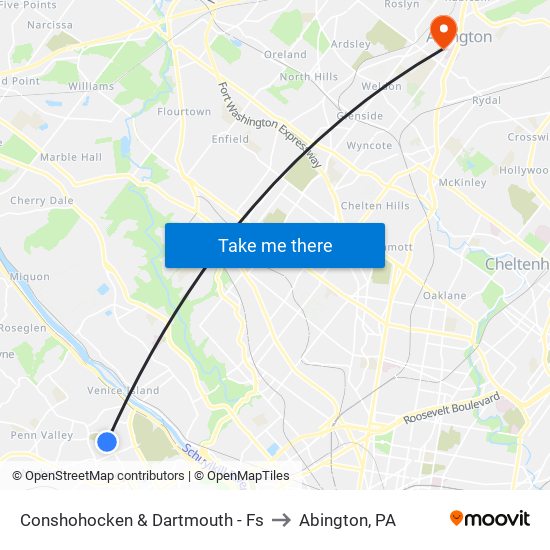 Conshohocken & Dartmouth - Fs to Abington, PA map