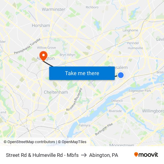 Street Rd & Hulmeville Rd - Mbfs to Abington, PA map