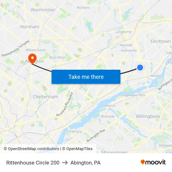 Rittenhouse Circle 200 to Abington, PA map
