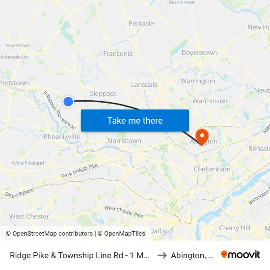 Ridge Pike & Township Line Rd - 1 Mbns to Abington, PA map