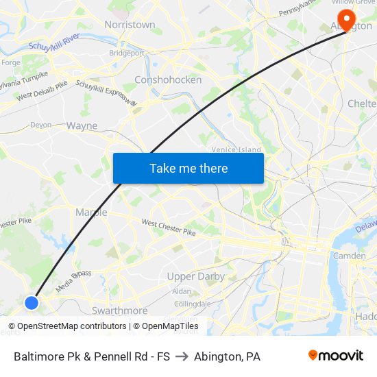 Baltimore Pk & Pennell Rd - FS to Abington, PA map