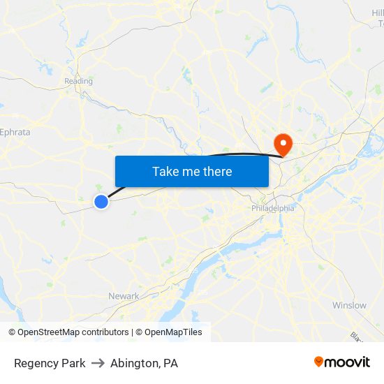 Regency Park to Abington, PA map